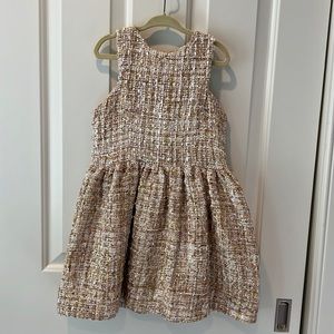 Bardot Kids Tweed Dress in Cream and Brown